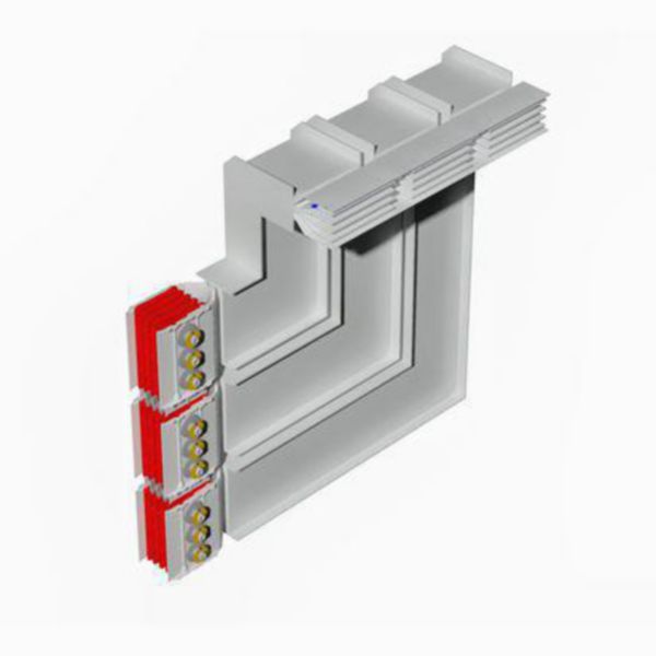 Double vertical and horizontal elbow XCP-HP (Al). Type 3 - In= 5000A