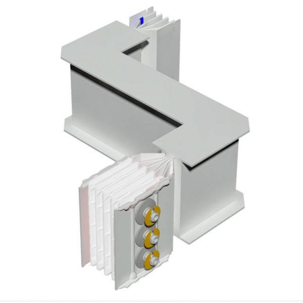Double horizontal elbow XCP-S (Al). Left Type 2 - In= 1600A