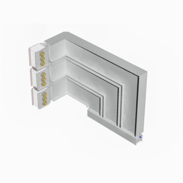 Double horizontal and vertical elbow XCP-S (Al). Type 1 - In= 5000A