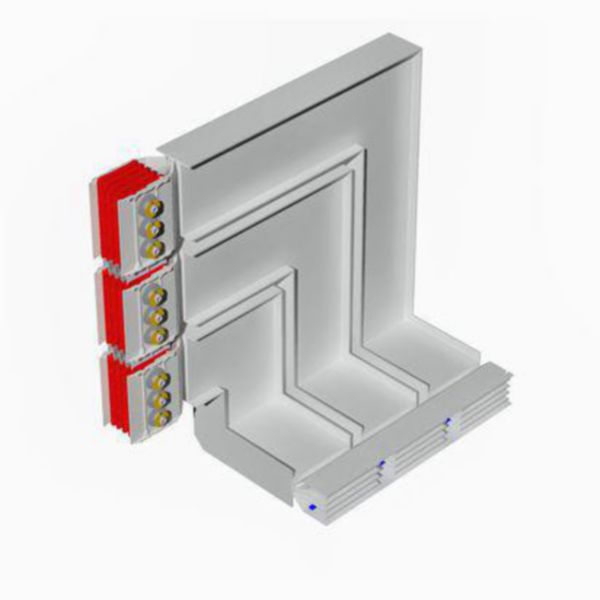 Double vertical and horizontal elbow XCP-HP (Cu). Type 1 - In= 6300A