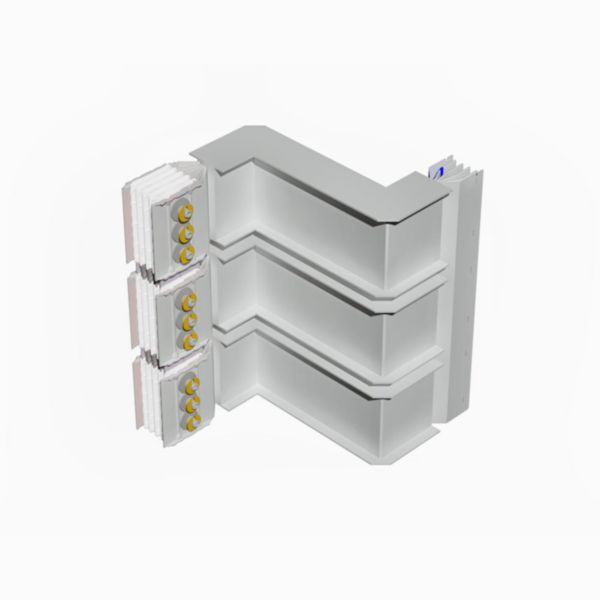Double horizontal elbow XCP-S (Cu). Right Type 1 - In= 6300A