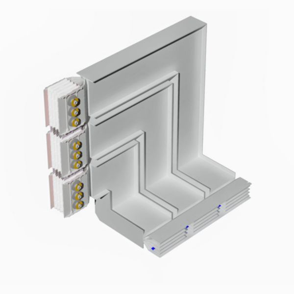 Double vertical and horizontal elbow XCP-S (Cu). Type 1 - In= 6300A